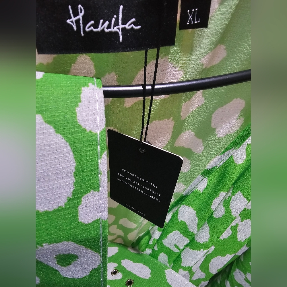 Hanifa Vibrant Green Animal Print Long Sleeve Dress - Picture 4 of 4
